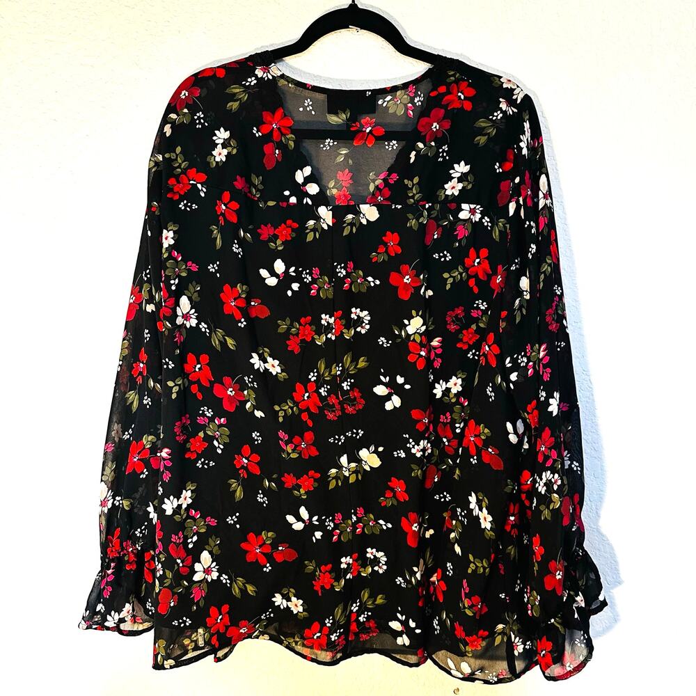 Lane Bryant Floral Black Blouse 24 - Picture 2 of 5